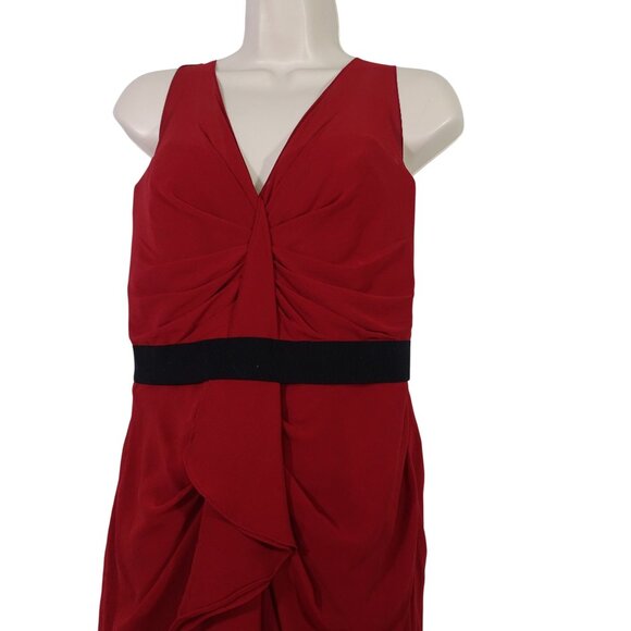 Watters and Watters Red Sleeveless Formal Gown Ruffle Women Size 10 Floor Length - Picture 2 of 12